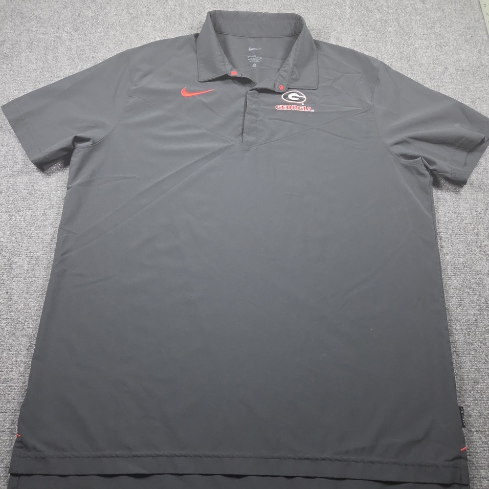 Nike Georgia Bulldogs Coach Polo Shirt Mens XL On-Field Dri-Fit Charcoal Snap